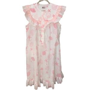 Nani Hawaii Dress Womens Sz M Pink Floral Print Sleeveless 42" l Pockets